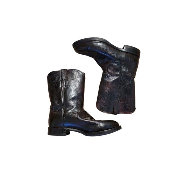 Justin Roper Western Boots Cowboy Leather Men's Sz 9 EE X-Wide Burgundy Brown - Picture 4 of 9